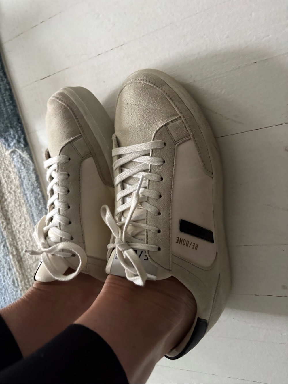 Re/Done Off-White & Cream Low Top Sneakers
